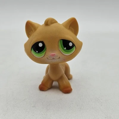 Винтажная фигурка котенка Littlest Pet Shop зеленые глаза желтовато-коричневый коричневый LPS Hasbro 2004 - Изображение 1 из 4
