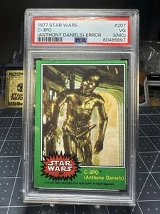 1977 TOPPS STAR WARS C-3PO ANTHONY DANIELS ERROR CARD #207 PSA 3!! Golden ROD - Picture 1 of 3