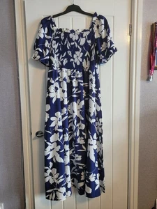 Beautiful Blue Floral Maxi Dress.on/off Shoulder Size 20 Brand New Without Tags. - Picture 1 of 1