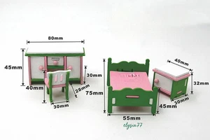 4PC 1:20 Scale Dollhouse Miniature Desk Child Living Room Nursery Wood Furniture - Picture 1 of 2
