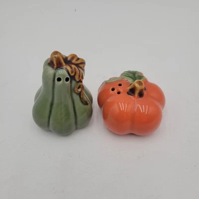 Juego de coctelera de cerámica para sal y pimienta de calabaza y calabaza decoración de cosecha de otoño de colección Foto 1 de 4