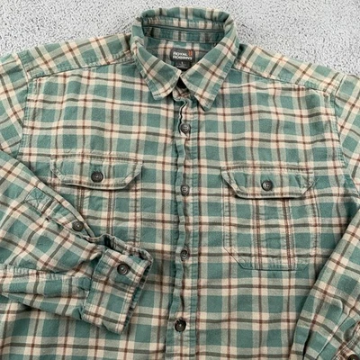 Camisa masculina Royal Robbins grande verde xadrez flanela manga longa ajuste relaxado - Imagem 1 de 4