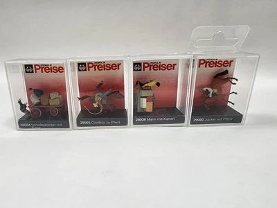 Vaquero a caballo escala HO 1/87 Preiser 29065 • RARO lote de cuatro carros de jockey Foto 1 de 4