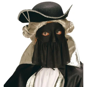 Venezianische Maske mit Schleier Schwarz Augenmaske Maskenball Barock Ballmaske - Bild 1 von 2