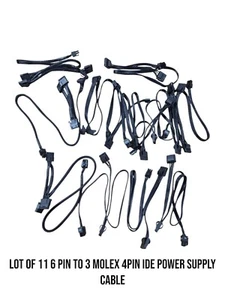 LOT OF 11 6Pin to 3 Molex 4pin IDE Power Supply Cables - Picture 1 of 3