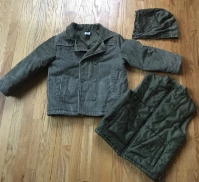 Gymboree Boy’s Coat & Vest Hunter Green Corduroy Thick for Winter Size 7/8 - Image 1 of 4
