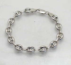 8mm Puffed Mariner Anchor Link Bracelet Anti-tarnish REAL 925 Sterling Silver - Picture 1 of 5