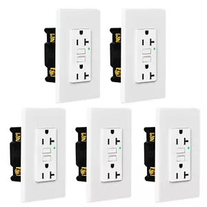 20 Amp GFCI Toma Dúplex GFI Receptáculo Indicador LED No TR con Placa de Pared 5PK - Imagen 1 de 12