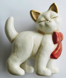 Original Bozener Katze Thun Bozen stehend weiß rote Schleife 16cm - Bild 1 von 4