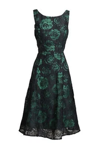 Phase Eight Fit and Flare Black Green Floral Dress Size 10 AU Preloved - Picture 1 of 6