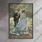 Bazille and Camille (1865) by Claude Monet 24x36-Framed Canvas Print