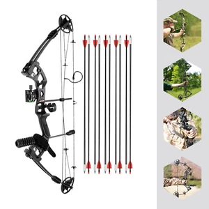 Right Hand Compound Bow with 12 Arrows Portable Archery Hunting Set 30-55lbs New - Picture 1 of 24