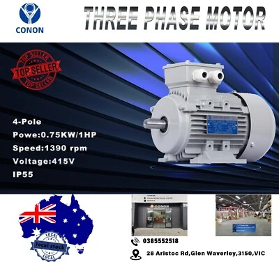 0.75kw 1HP 1400rpm shaft 5/8" or 16mm Electrical motor Three phase 415v INVERTER - Image 1 of 4