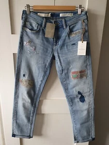 Anthropologie Boyfriend Slim Denim Jeans Blue Patch Work Size 25 RRP £120 - Picture 1 of 6
