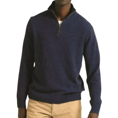 J. Crew Marled Blue Gray Merino Wool Blend 1/2 Zip Mock Neck Sweater Size M - Image 1 of 4