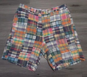J. Bermudas a cuadros coloridas Madras con retazos talla 36x8,5 Crew para hombre - Imagen 1 de 5