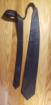 Gravata Ermenegildo Zegna, cinza com quadrados azuis, em excelente estado usado, ótima gravata, ótimo preço - Imagem 1 de 4