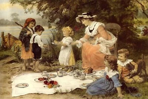 Oil Painting repro Frederick Morgan The Little Hostess - Picture 1 of 1