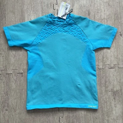 Hind работает рубашка с Ярлыками женская средний бирюзовый синий коротким рукавом эластичной - Изображение 1 из 4