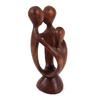 Figura abstracta tallada a mano Bali familia de madera indonesia 5,5" padre hijo Foto 1 de 4