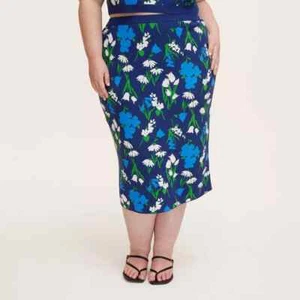 Kate Spade x Target Mixed Floral Sweater Knit Midi Skirt Blue Green Size XXL - Bild 1 von 3