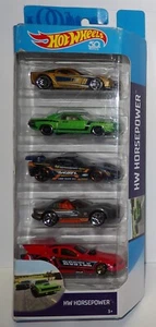 Hot Wheels 5-Pack HW HORSEPOWER w/Corvette, Cuda, Viper, Mustang DAMAGED PACKAGE - Picture 1 of 7