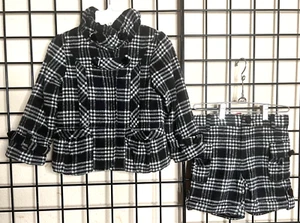 NEW NWT 2PC Black/White Plaid Darling Jacket/Short SET-Mini Treasure Kids 5/6Y - Picture 1 of 12