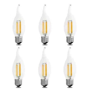 6PCS E27 4W LED Candle Bulb Screw In Filament Bulb Light Candle Kitchen - Picture 1 of 6