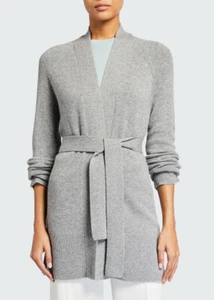 $545 NWT Theory Malinka Soft Cashmere Open Front Belted Husky Cardigan sz M - Picture 1 of 17