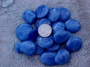 20 OPAQUE BLUE SWIRL JUMBO GLASS GEMS, WAFERS, MOSIAC TILES $12.99 POST PAID W3 - Picture 1 of 1