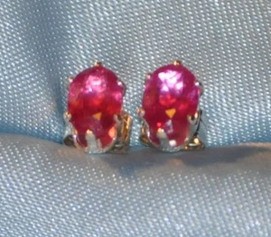 5mm X 3mm OVAL RUBY STERLING SILVER STUDS-- .40CTW - Picture 1 of 2