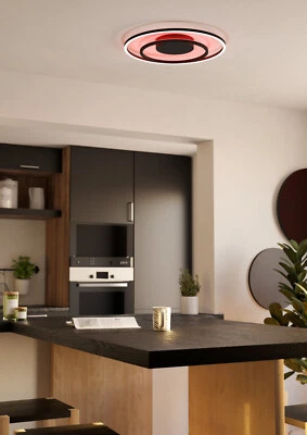 Plafonnier Moderne À LED RGB Multicolore Design Noir GL1707 - Photo 1/4