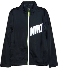NIKE Young Boy's Track Black & White Logo Swoosh Jacket Size: 6 (Medium) NWT $35 - Picture 1 of 3