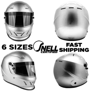 SNELL SA2020 Helmet Adult Full Face Silver Men Women - Picture 1 of 8