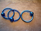 One Pc. DK Blue Titanium Anodized  1/2" 12mm 14g Bead Ring Nipple Ear Septum BB3