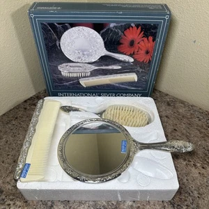 Vintage International Silver Company 3 Pieces Mirror Brush Comb Set New 99117931 - Picture 1 of 23
