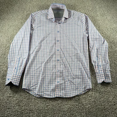 Camisa Twillory Para Hombre 15.5 32-33 Rosa Azul Manga Larga Rendimiento Ajuste A Medida Foto 1 de 4