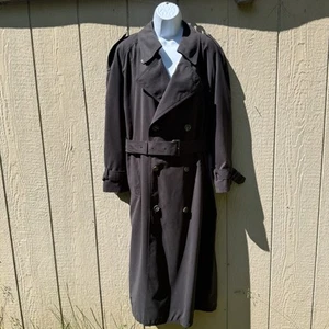 Newport Harbor Unisex Black Classic Trench Coat Made In USA Medium - Picture 1 of 7