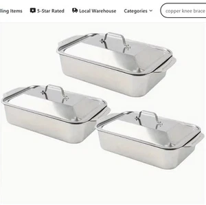 Sets of Stainless Steel Baking Trays with Portable Lids 3pcs - Picture 1 of 10