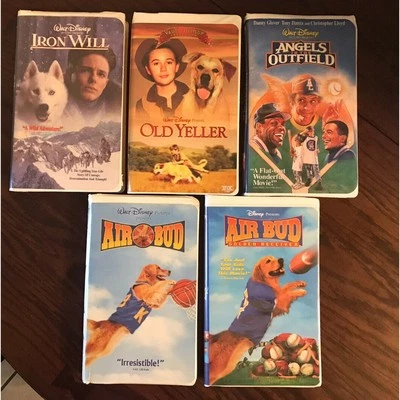 Walt Disney Live Action 5 VHS Lot Air Bud Old Yeller Angels In The Outfield - Imagem 1 de 4