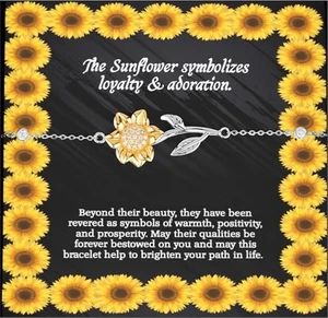 Sonnenblume Armband Nachricht Karte Schmuck für Frauen, Geschenk für Tochter, Frau - Bild 1 von 7