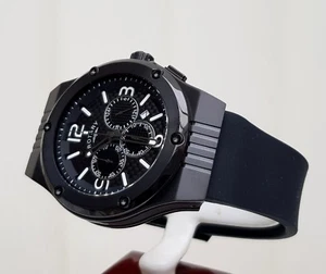 Neu ROTIERENDE Herrenuhr schwarz Chronograph leicht lesbar UVP £250 verpackt - Bild 1 von 12