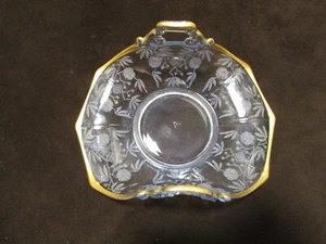 Bandeja Cambridge Glass Azul Rosalie grabado Bon-Bon plato manijas invertidas década de 1920 - Imagen 1 de 10