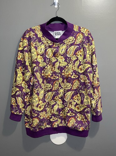 VETEMENTS Anthony Richards Giacca Donna L Viola Floreale Snap Front Maniche Lunghe Tasche