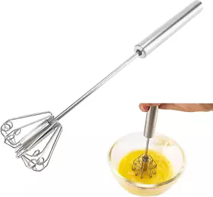 Semi-Automatic Egg Whisk, Egg Beater, Stainless Steel Hand Push Whisk for Eggs B - Picture 1 of 8
