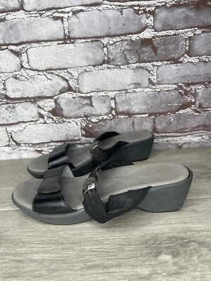 Naot Black Leather Fabric Comfort Slide Wedge Sandals Women’s Sz 39EU/8M US - Image 1 of 4