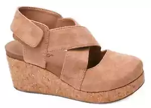 Corkys Case Closed Wedge Camel Faux Suede Close Toe10-0150CMSD New in Box Sz 11M - Picture 1 of 4