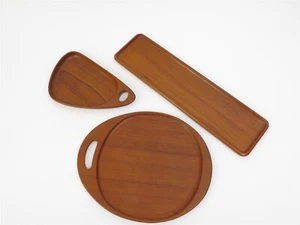 Set of 3 Swedish Teak Wood Serving Tray Platters (2 Söwe Trays + 1 Akta Teak) - Picture 1 of 9