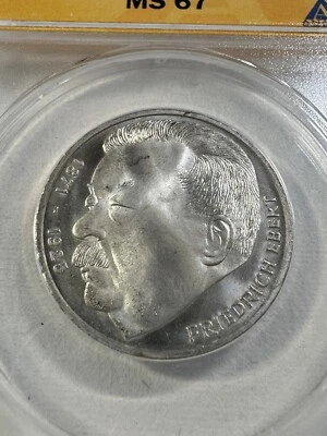 1975-J Germany 5 Marks Ebert Silver Commemorative Graded MS 67 by ANACS - Image 1 of 4