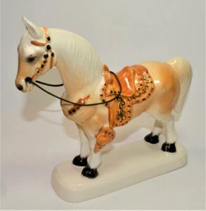 Vintage 50s Japan High Gloss Porcelain White STANDING HORSE 7 1/4"h Figurine - Picture 1 of 4